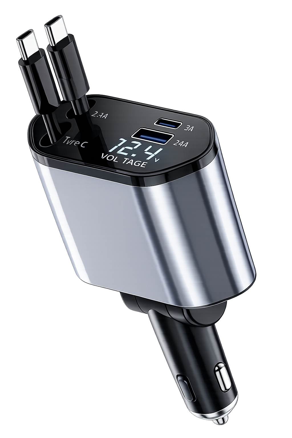 Chargeur de voiture câble intégré 4 en 1