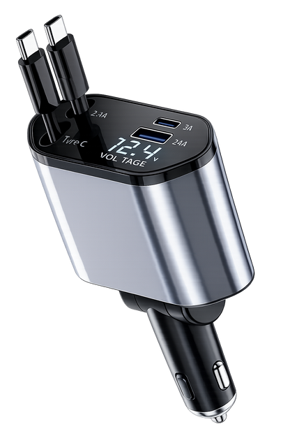 Chargeur de voiture câble intégré 4 en 1