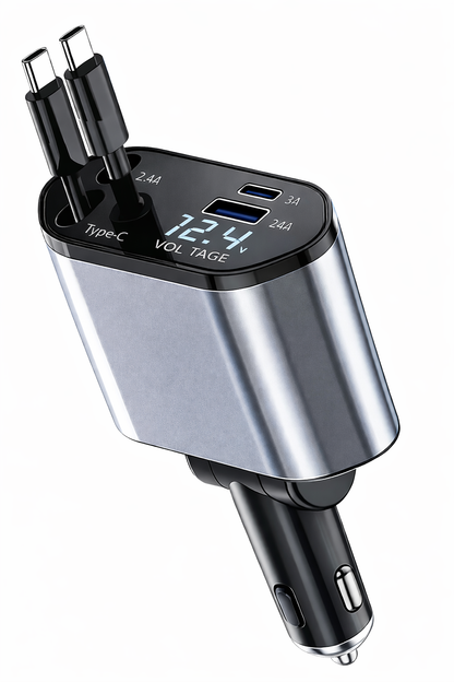 Chargeur de voiture câble intégré 4 en 1