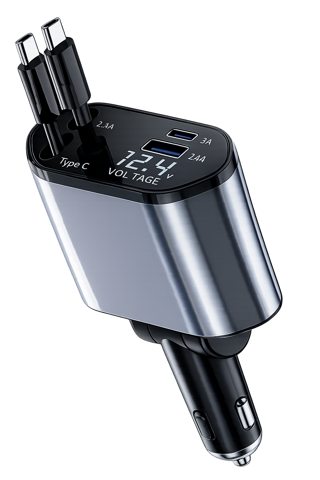 Chargeur de voiture câble intégré 4 en 1