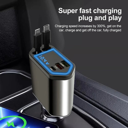 Chargeur de voiture câble intégré 4 en 1